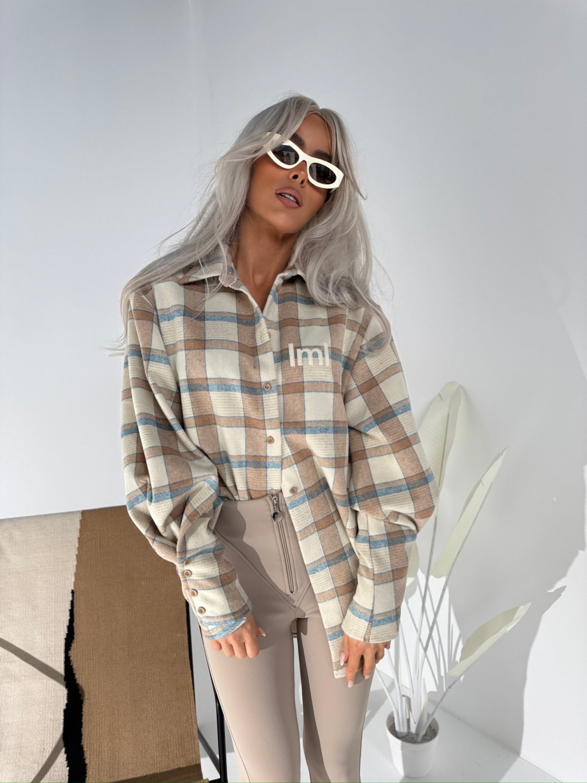 Koszula w kratę ICEBERG, beż