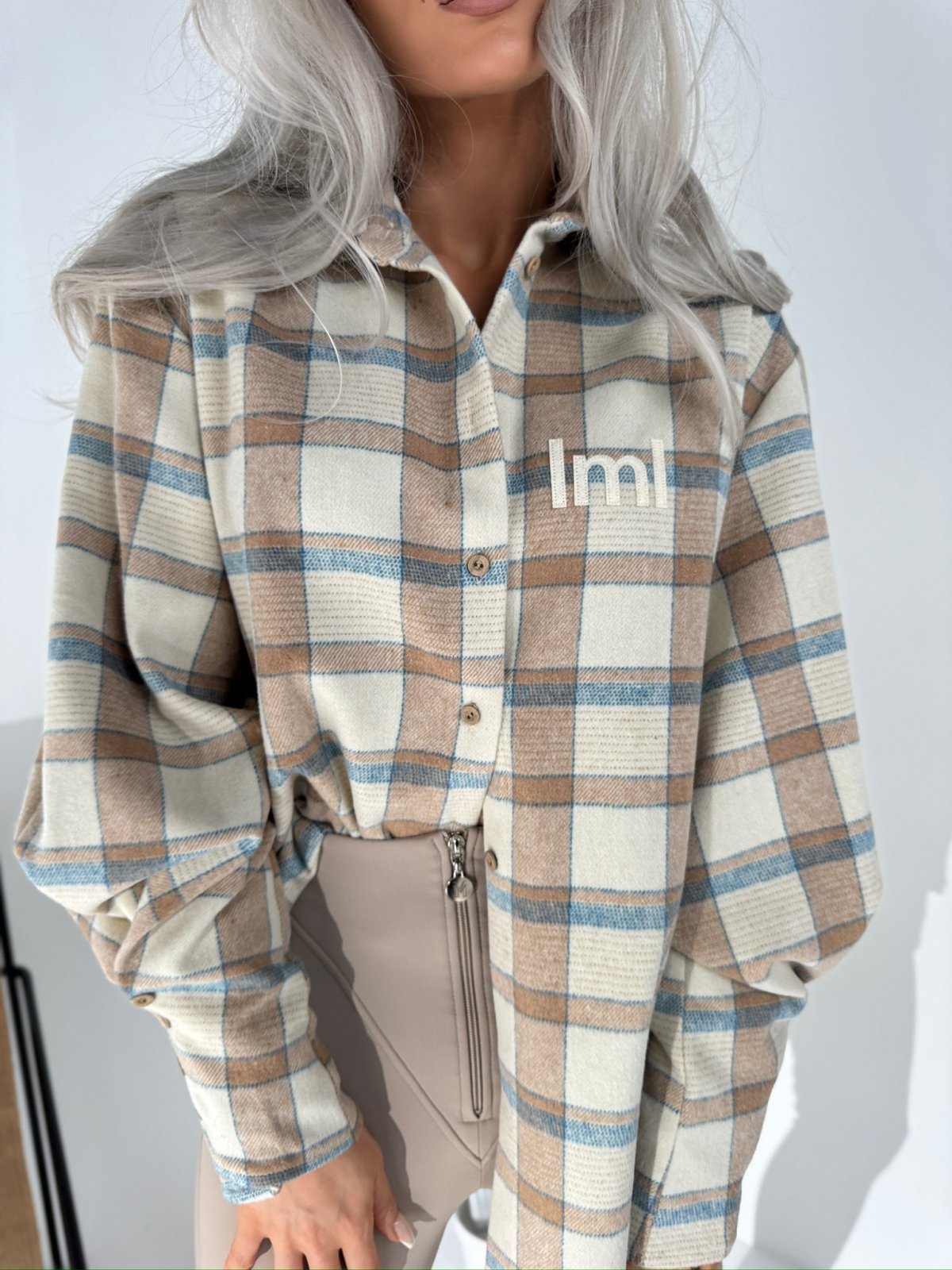 Koszula w kratę ICEBERG, beż