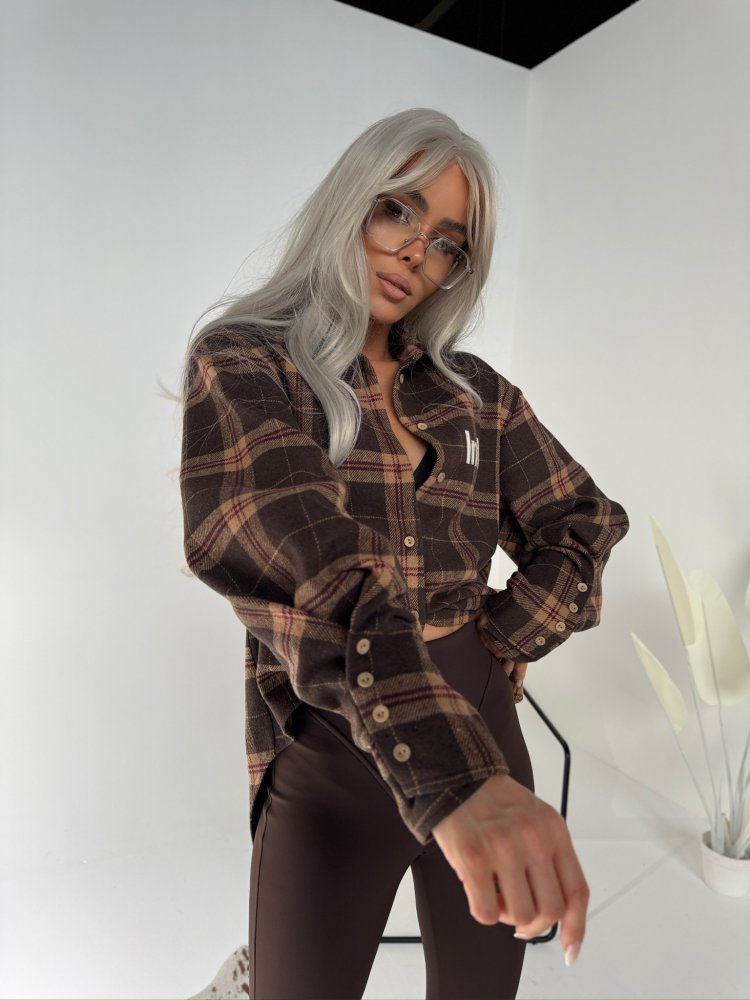 Koszula w kratę ICEBERG, czekolada