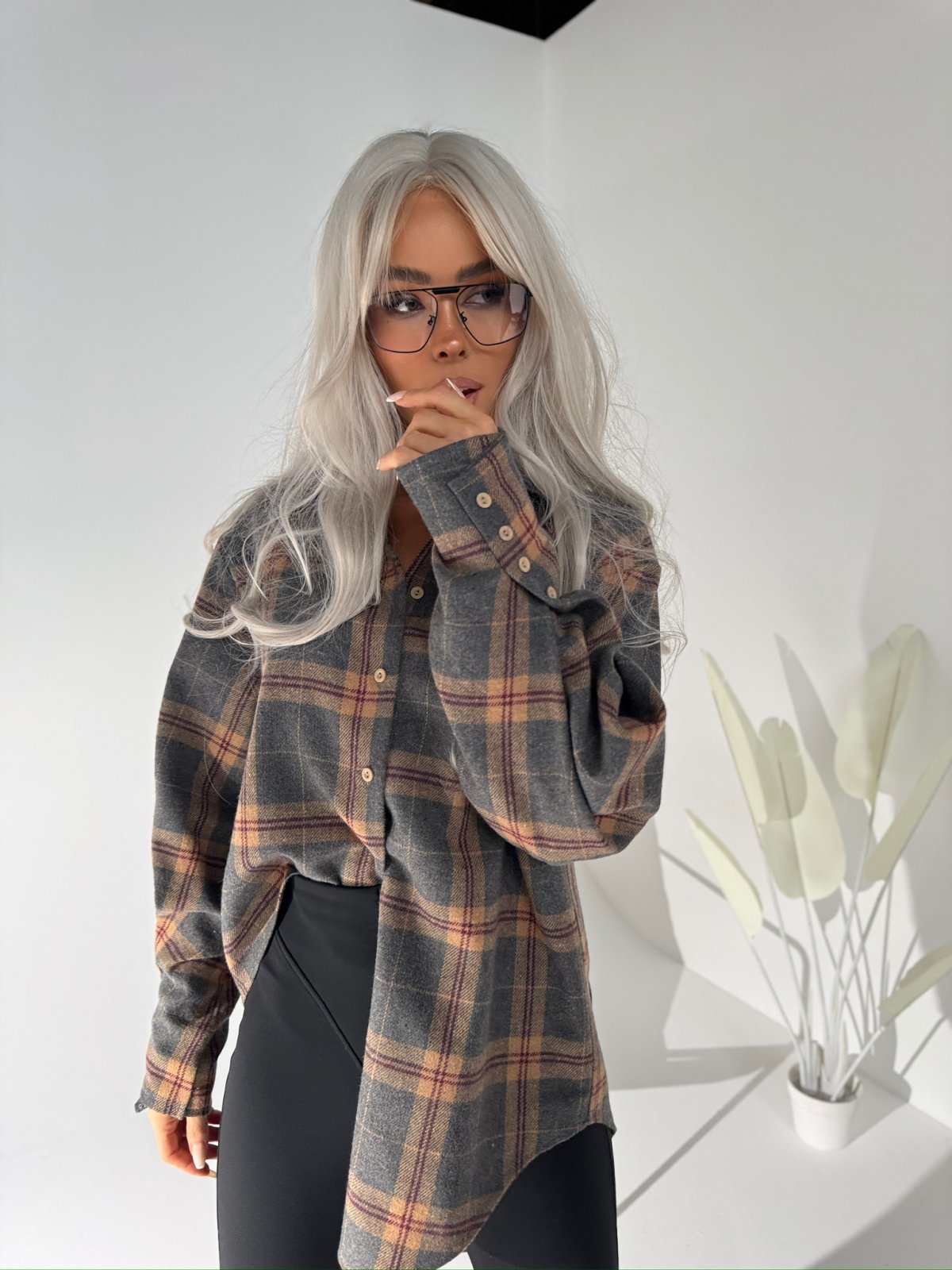 Koszula w kratę ICEBERG, grafit