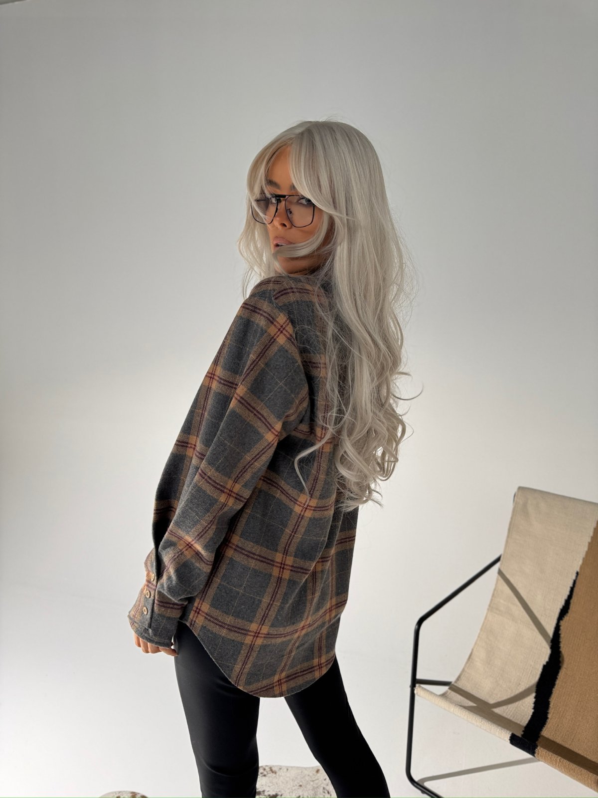 Koszula w kratę ICEBERG, grafit