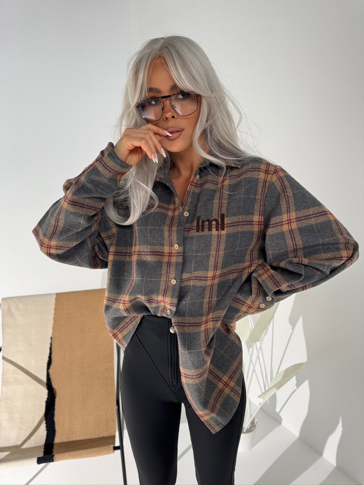 Koszula w kratę ICEBERG, grafit