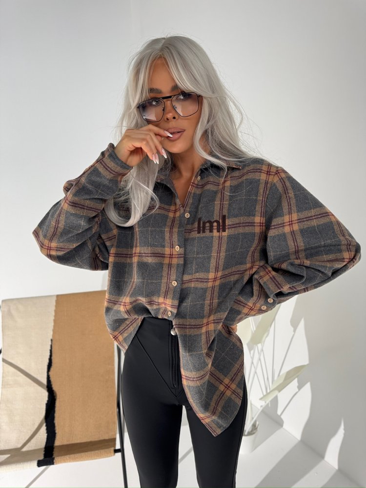 Koszula w kratę ICEBERG, grafit