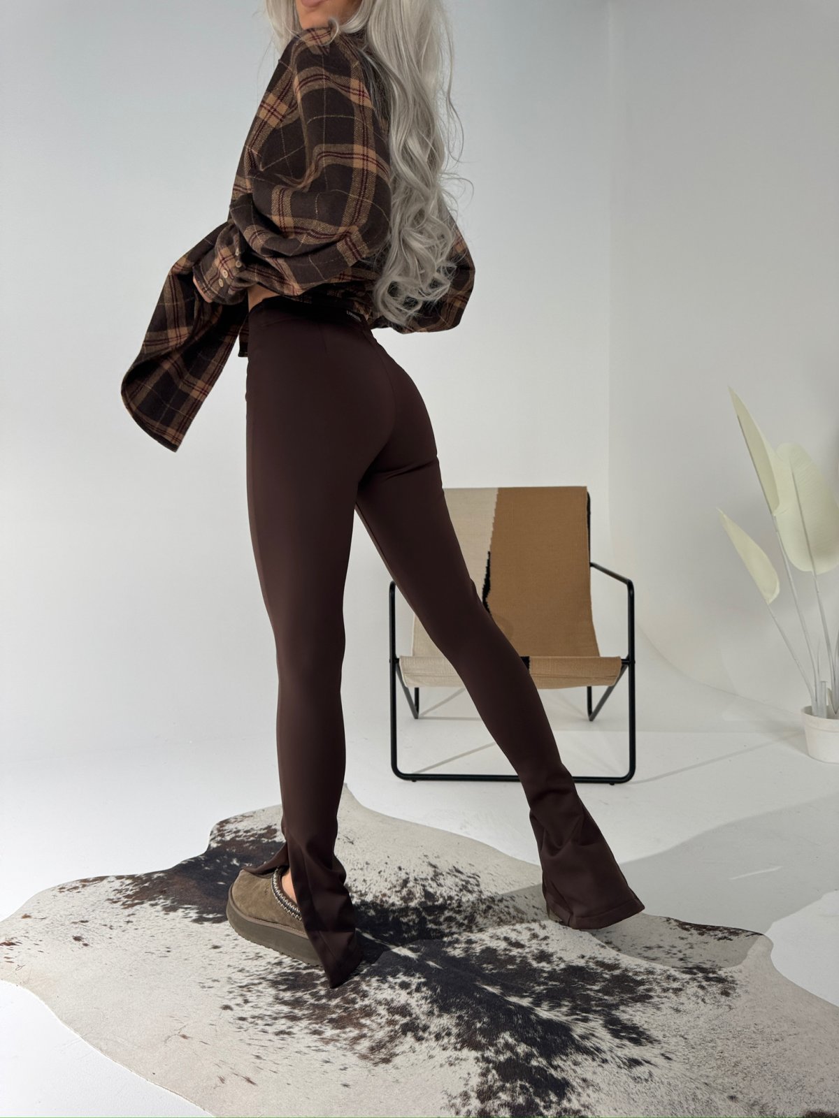 Spodnie z lycry NORTH, czekolada