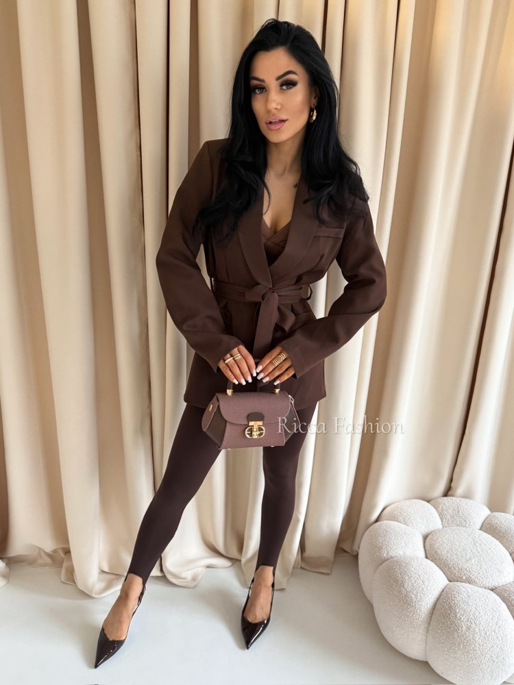 Legginsy z lycry z zapiętkami MAIO, chocolate