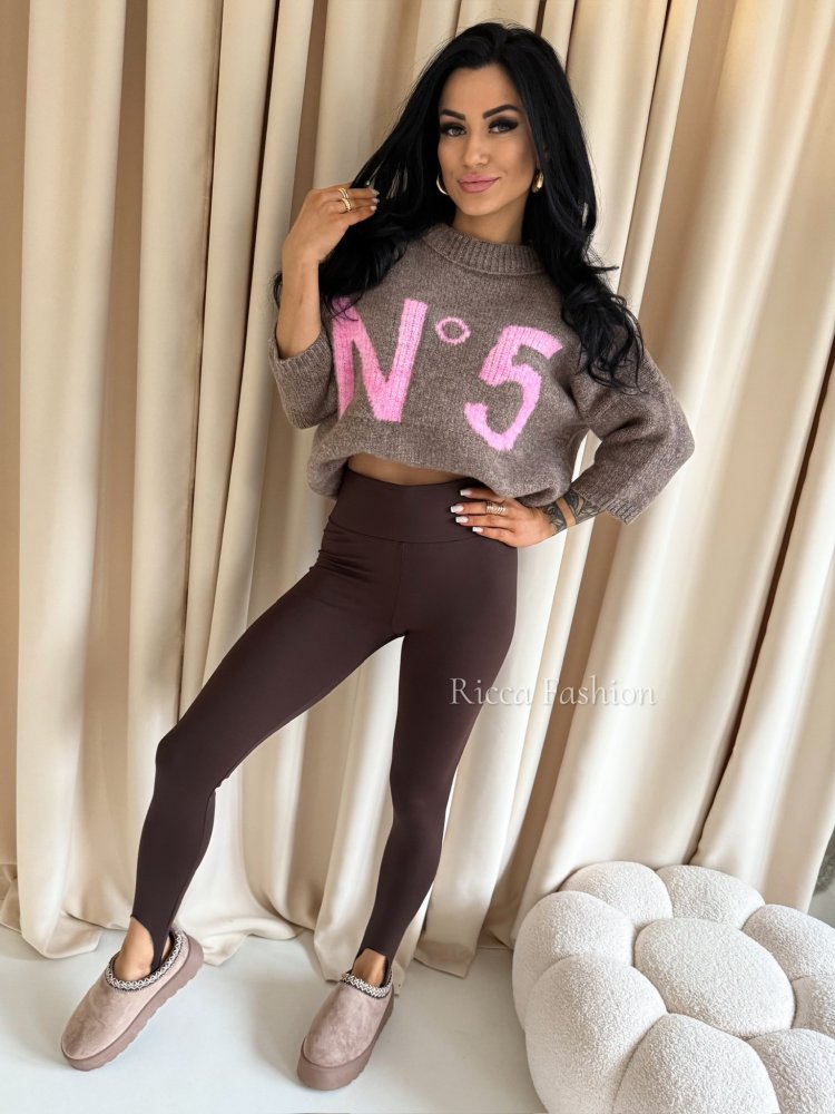 Sweter z wełną NUMERRO, mocca