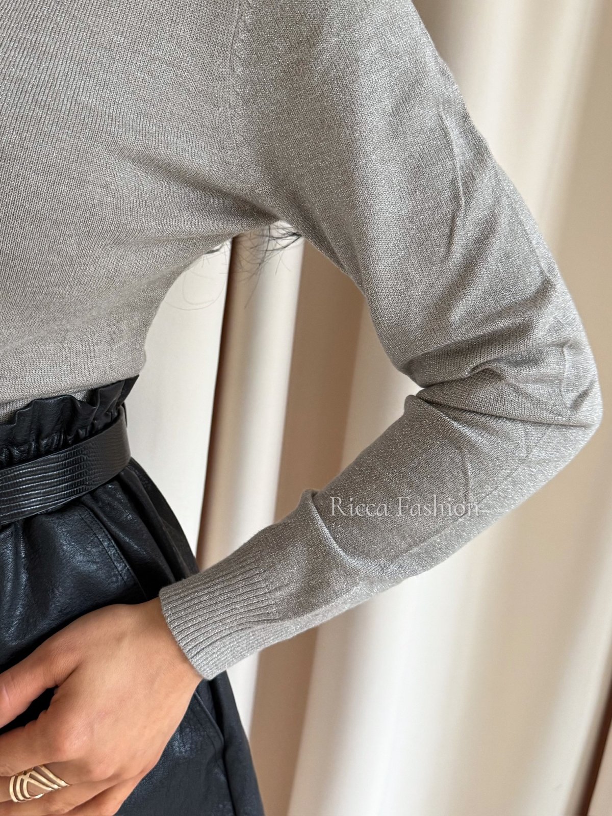 Golf z błyszczącą nitką SPARKLE, taupe