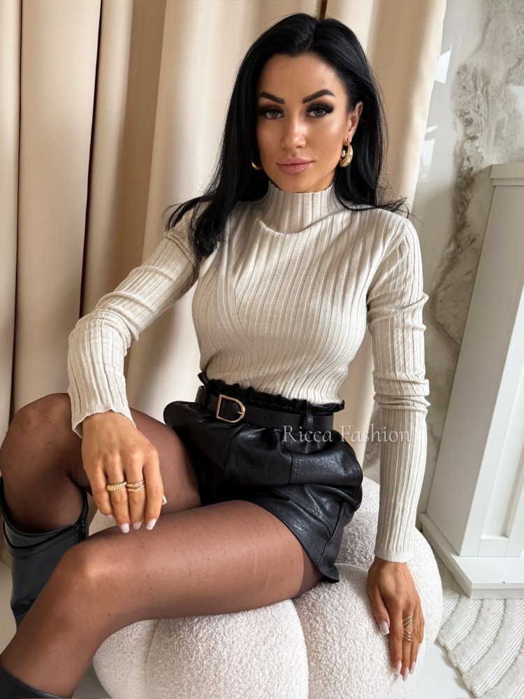 Półgolf prążek RONALD, beż