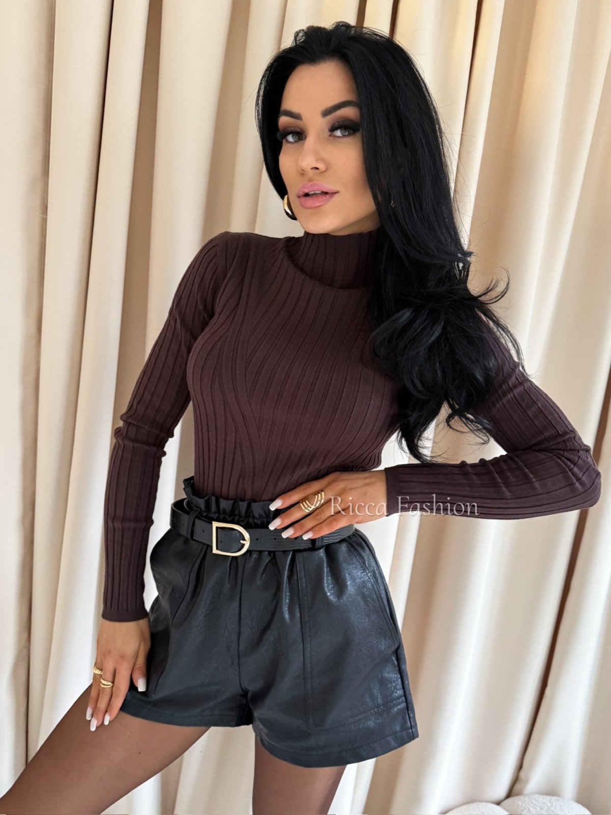 Półgolf prążek RONALD, czekolada