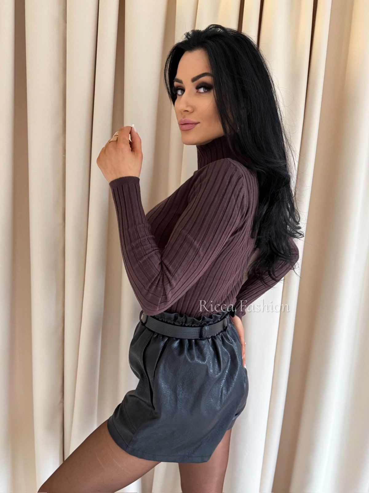 Półgolf prążek RONALD, czekolada