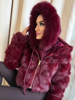 Balaclava/kaptur z wiskozą i wełną FURSI, burgund