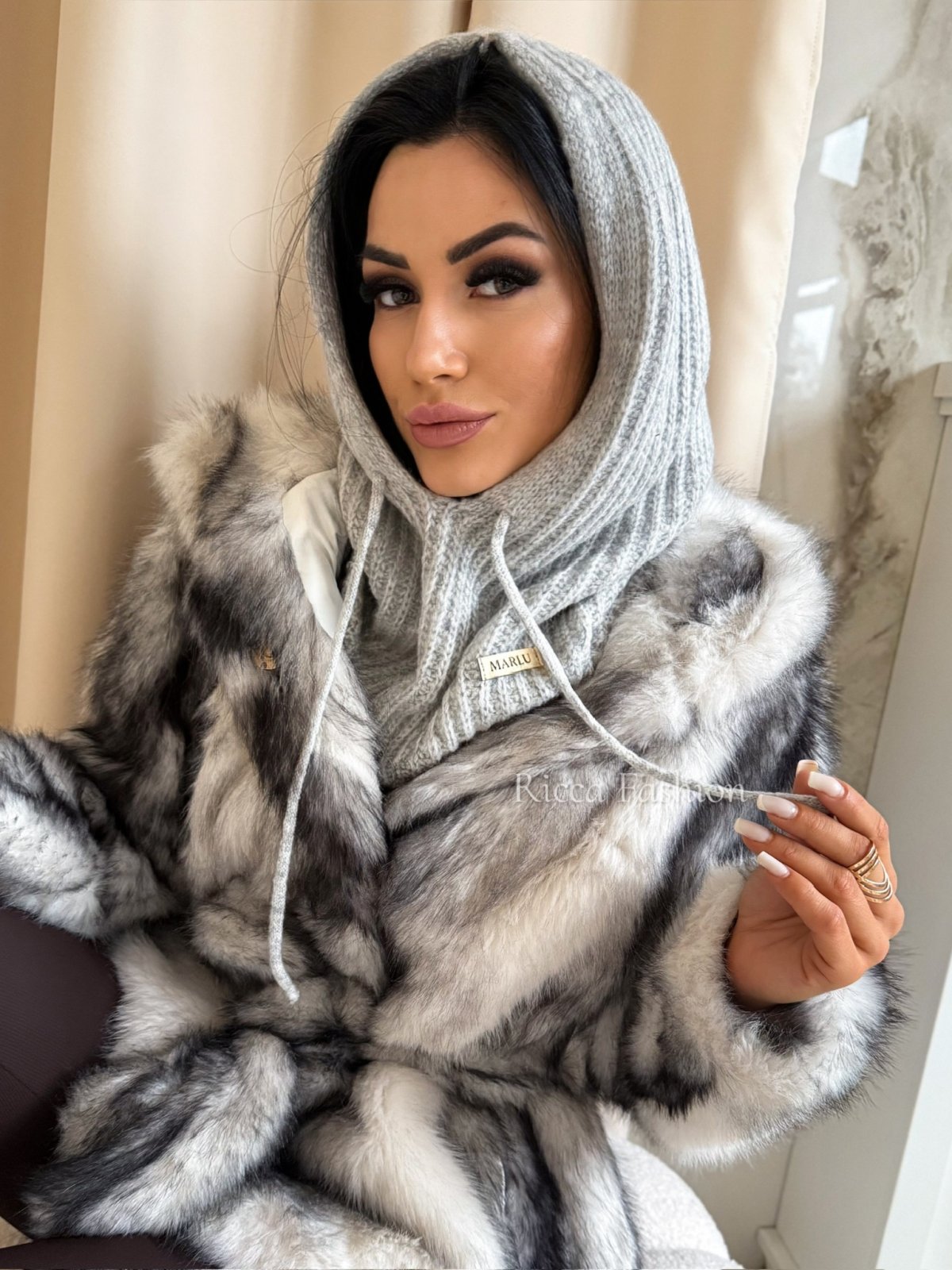 Balaclava/kaptur MARLU, gray