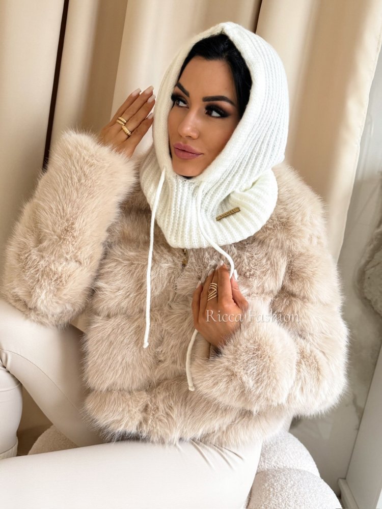 Balaclava/kaptur MARLU, ecru