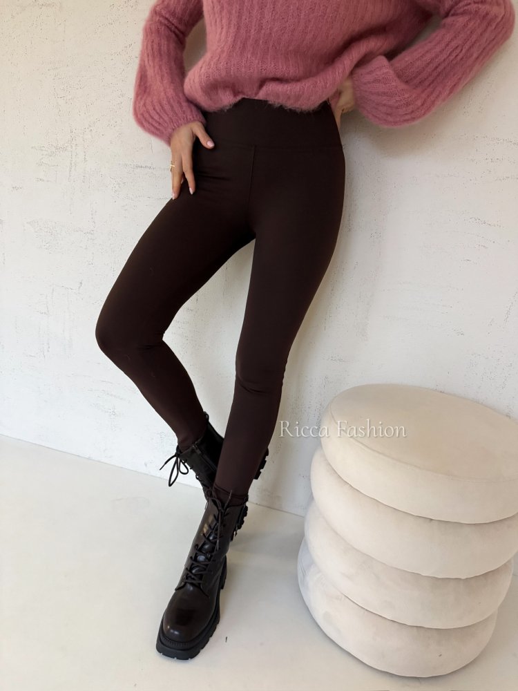 Legginsy lycra MAROON push up, chocolate