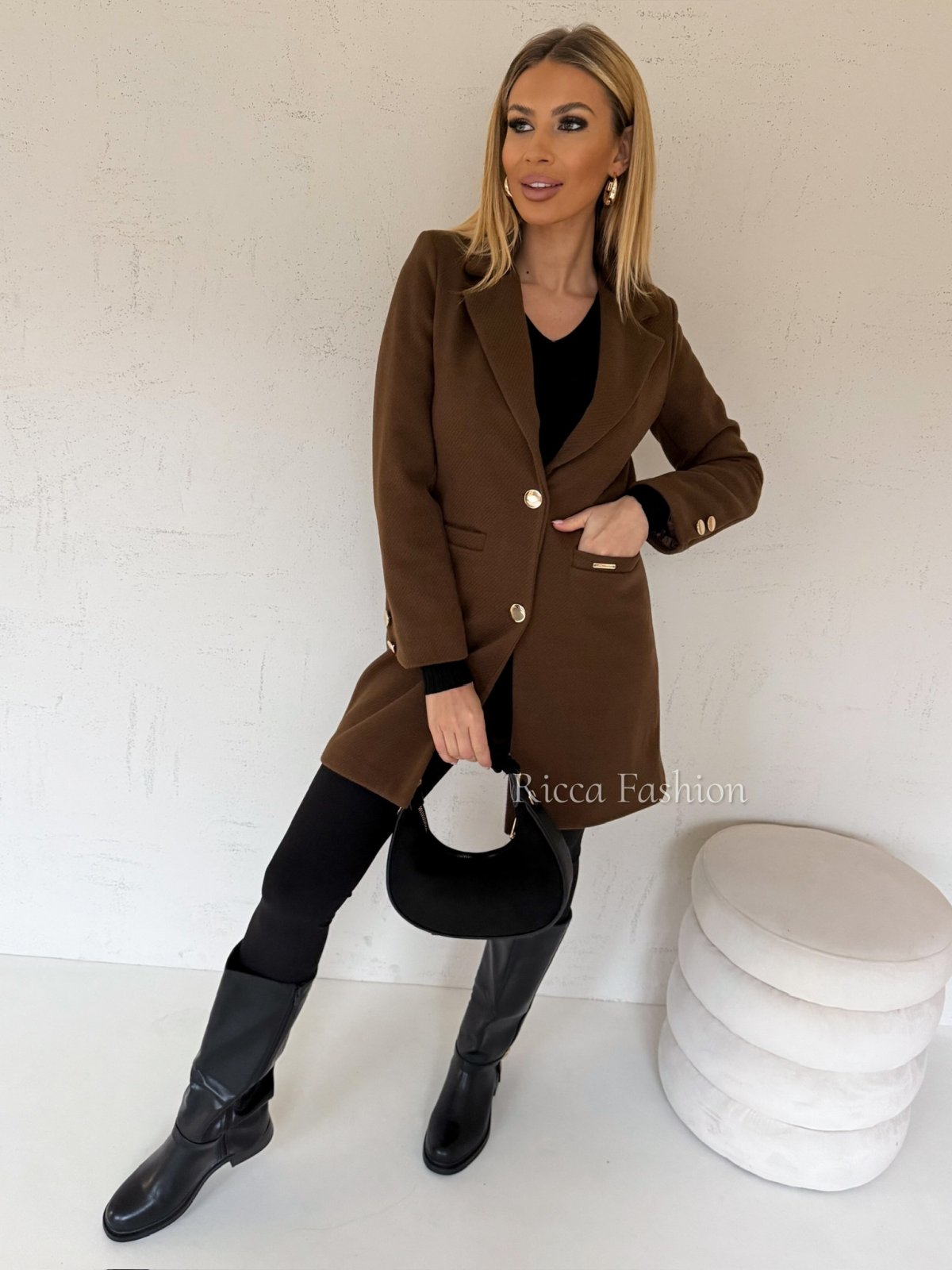 Płaszcz flauszowy ZIRELLE, milk chocolate