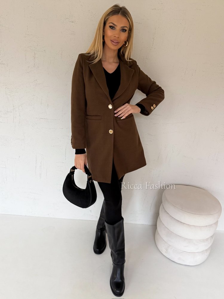 Płaszcz flauszowy ZIRELLE, milk chocolate