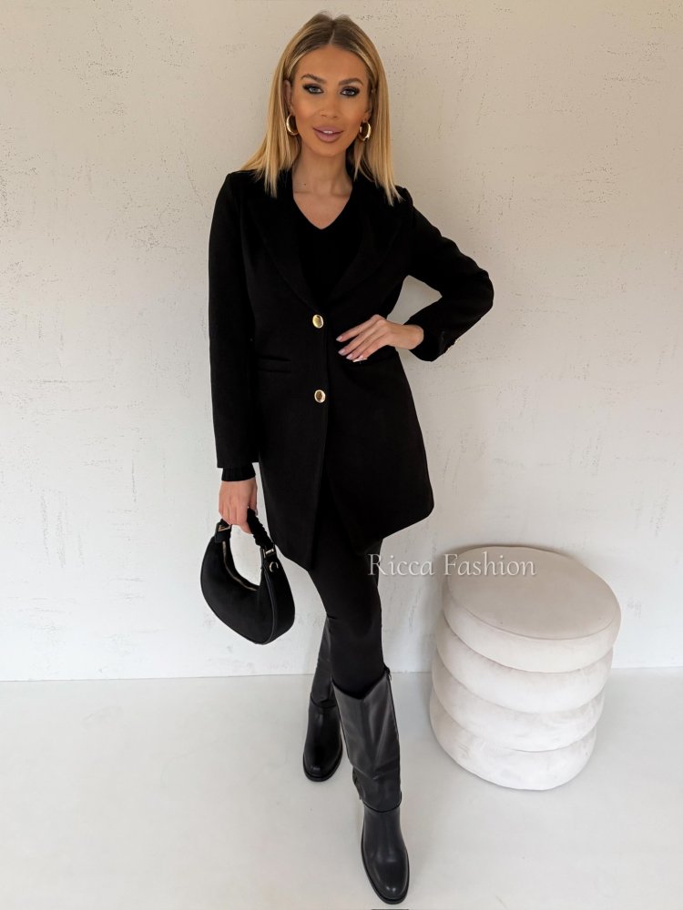 Płaszcz flauszowy ZIRELLE, black