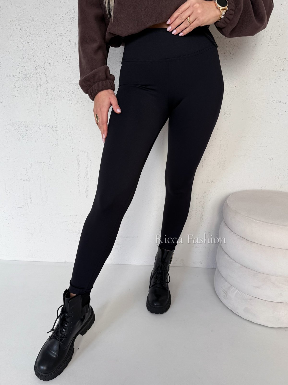 Legginsy lycra MAROON push up, black