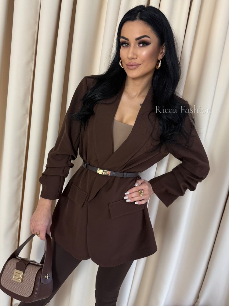 Pasek ze skóry naturalnej strukturalnej HERMY, chocolate