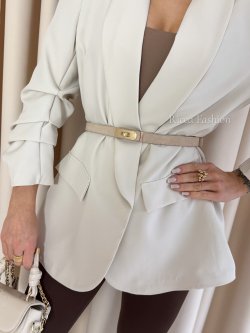 Pasek ze skóry naturalnej zamszowej HERMY, beige