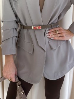 Pasek ze skóry naturalnej strukturalnej HERMY, fango