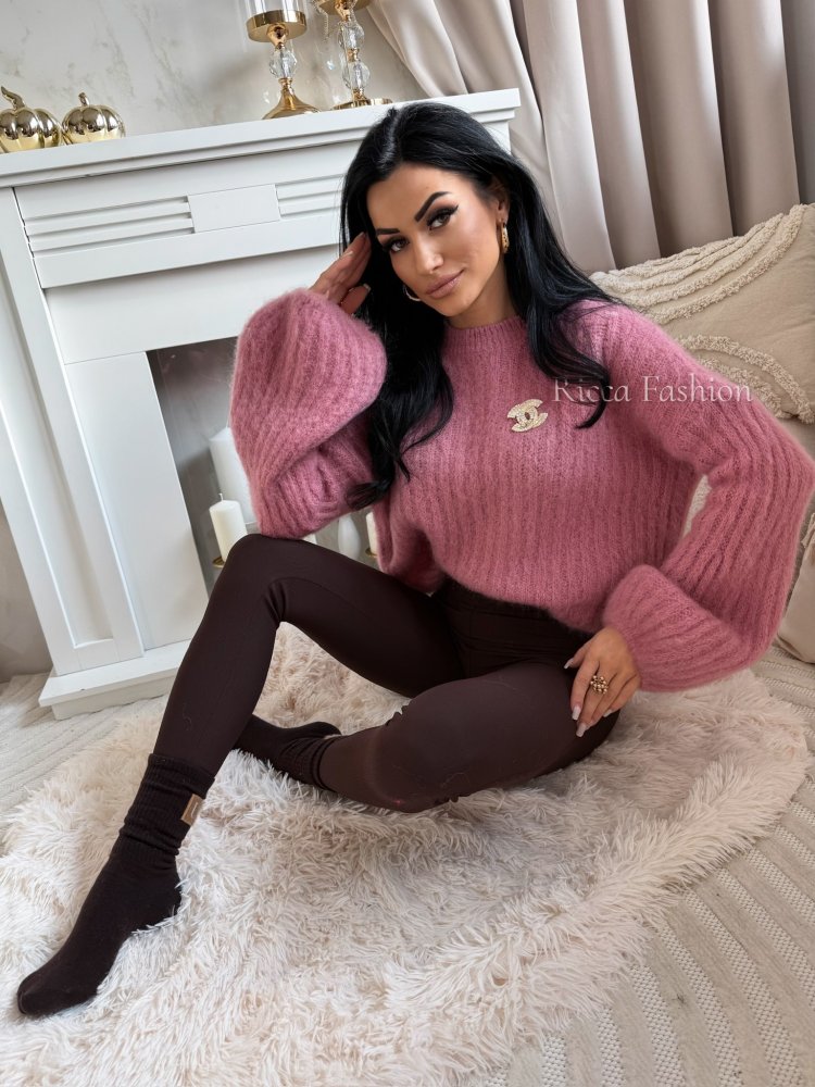 Sweterek 60% moher CALINNE, antyczny róż