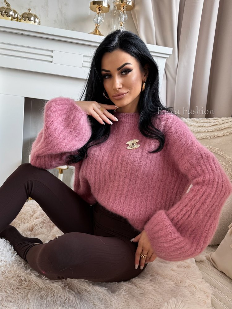 Sweterek 60% moher CALINNE, antyczny róż