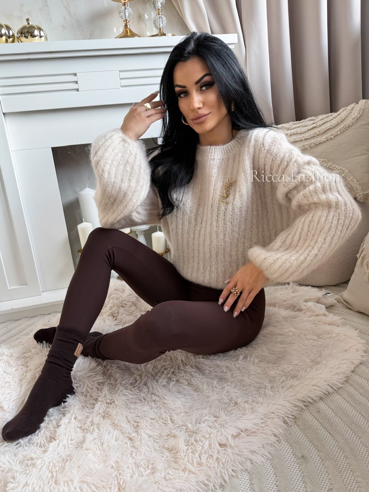 Sweterek 60% moher CALINNE, beż