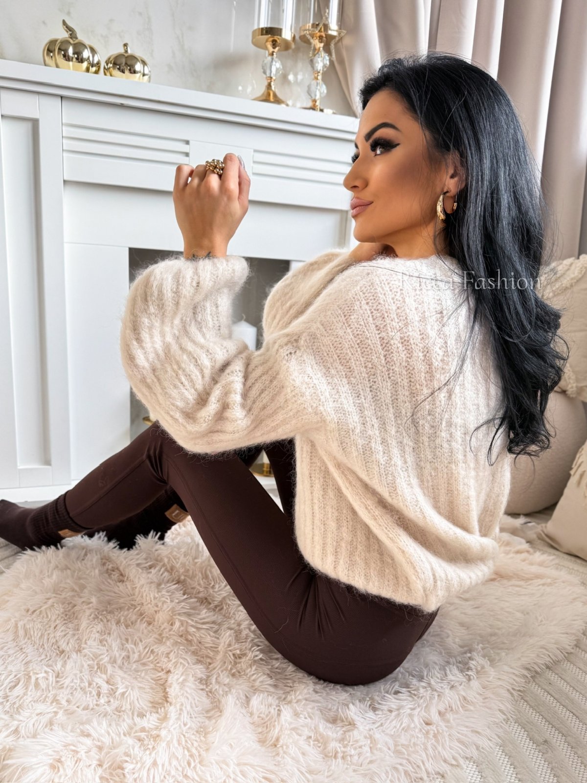 Sweterek 60% moher CALINNE, beż