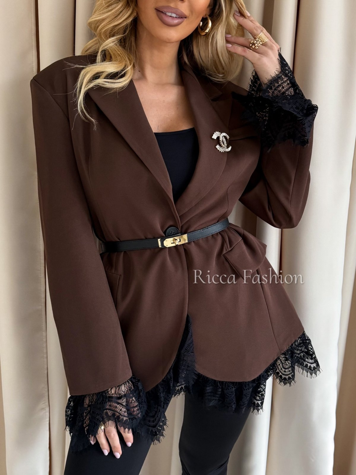 Marynarka z koronką KELLY, chocolate