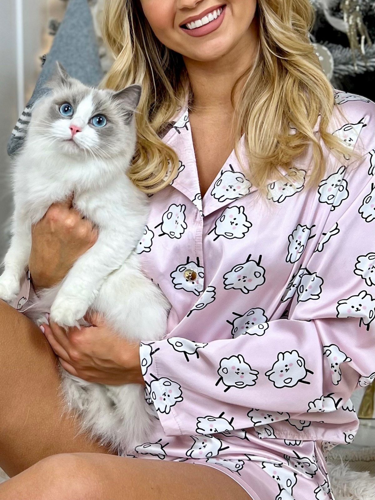 Piżama satynowa SWEET DREAMS by Ricca, owieczki