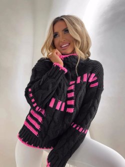 Sweter/golf TRAIN, czarno-różowy