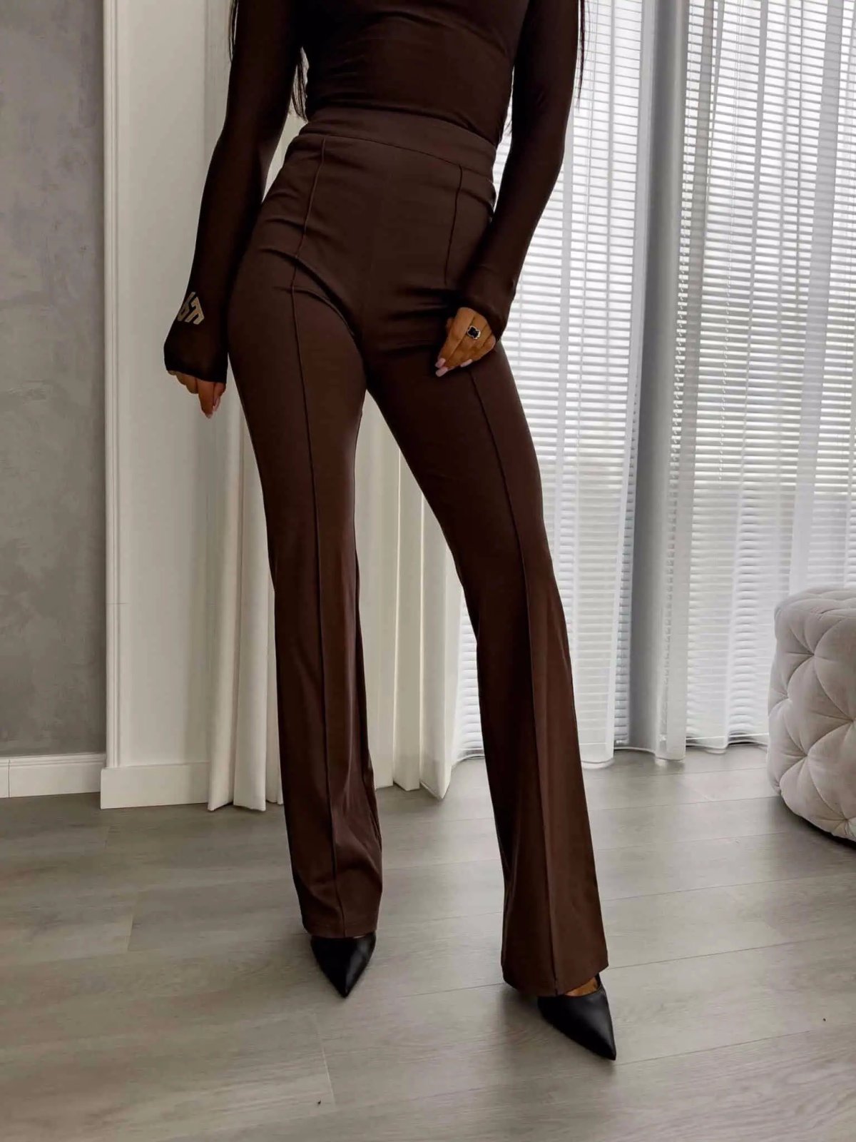 Spodnie dzwony TAMI, czekoladowe