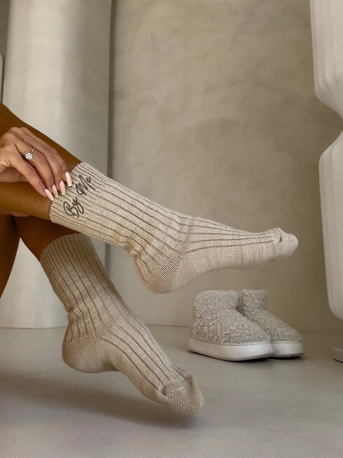 Skarpetki WEŁNA, beż