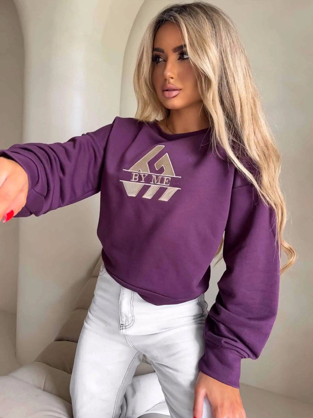 Bluza dresowa LUXIT, śliwka