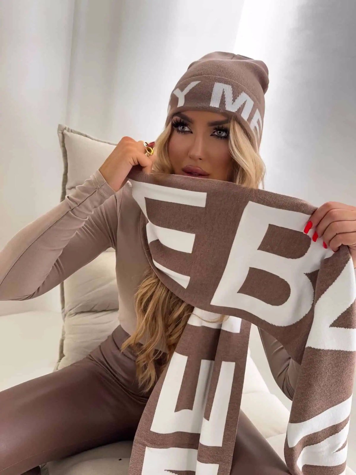 Czapka z kaszmirem BY ME, mokka