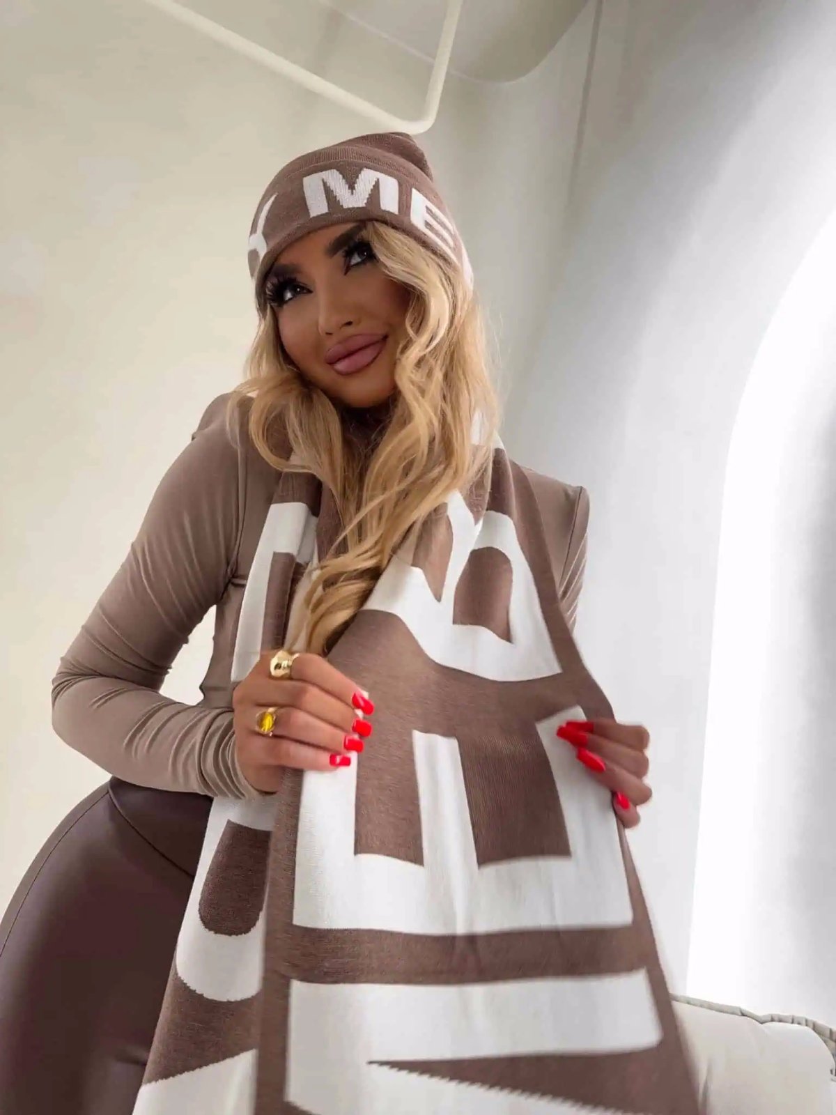 Czapka z kaszmirem BY ME, mokka