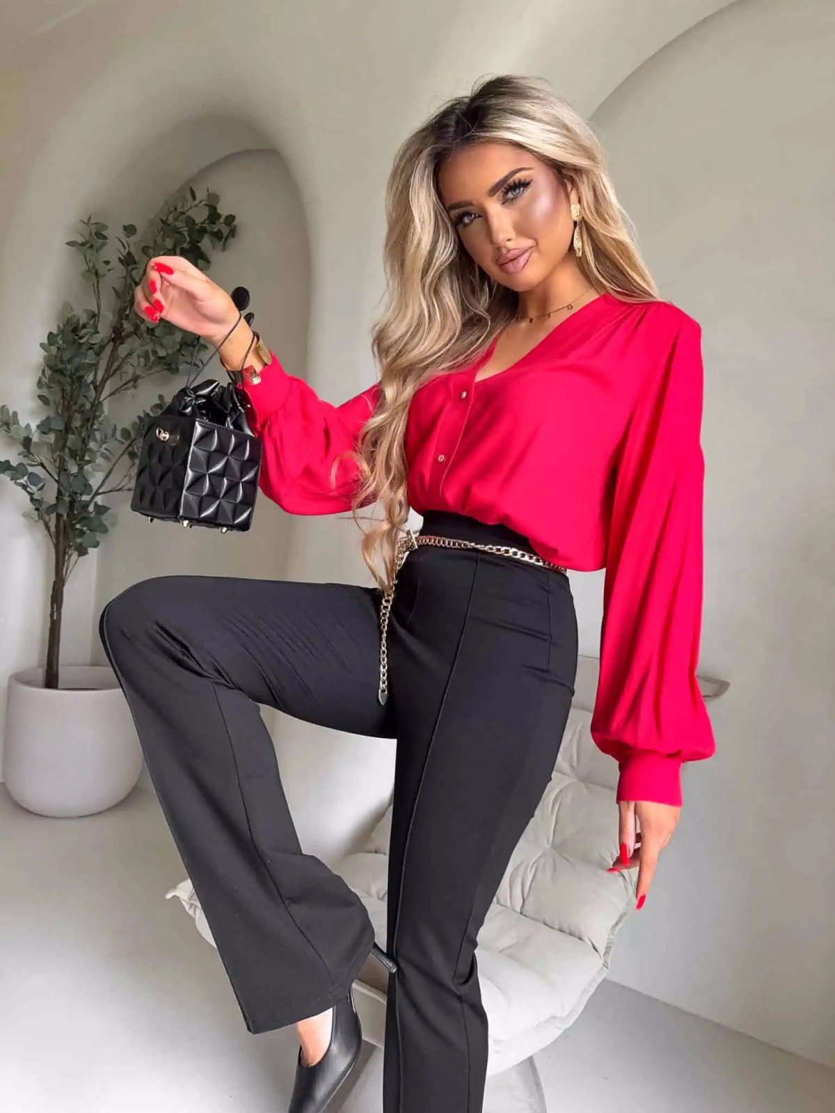 Koszula RUFFLES, czerwona