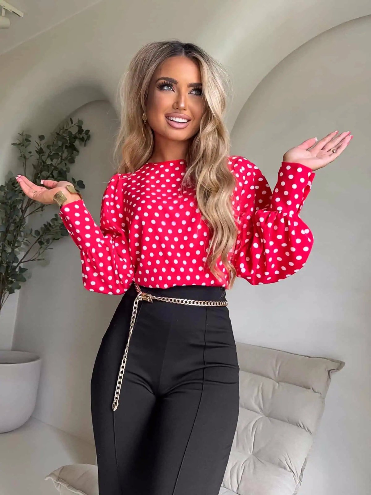 Bluzka MONICA kropeczki, czerwona