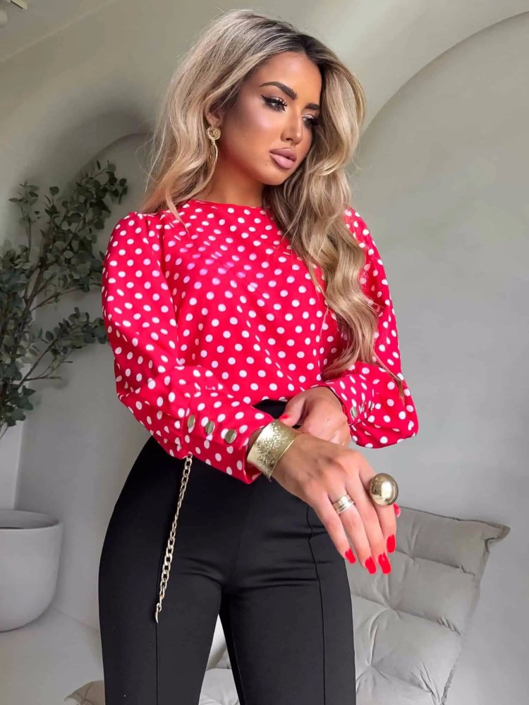 Bluzka MONICA kropeczki, czerwona