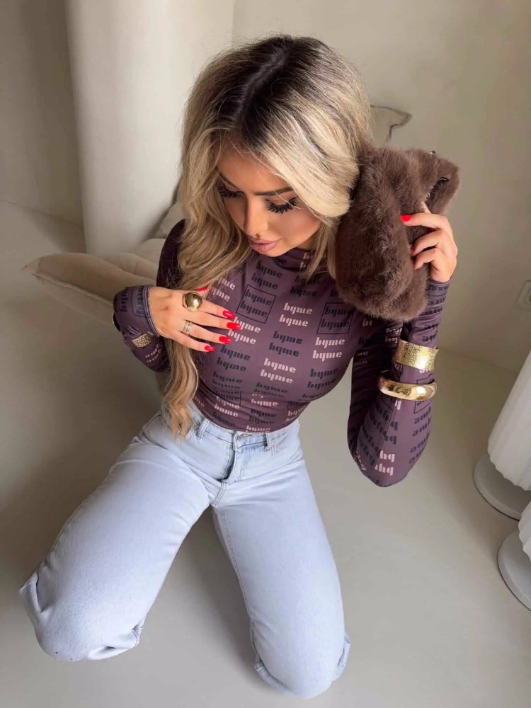 Bluzka SECOND MIU, czekolada