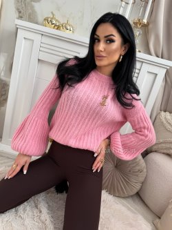 Sweterek z baby alpaką suri KYLIE, sweet pink