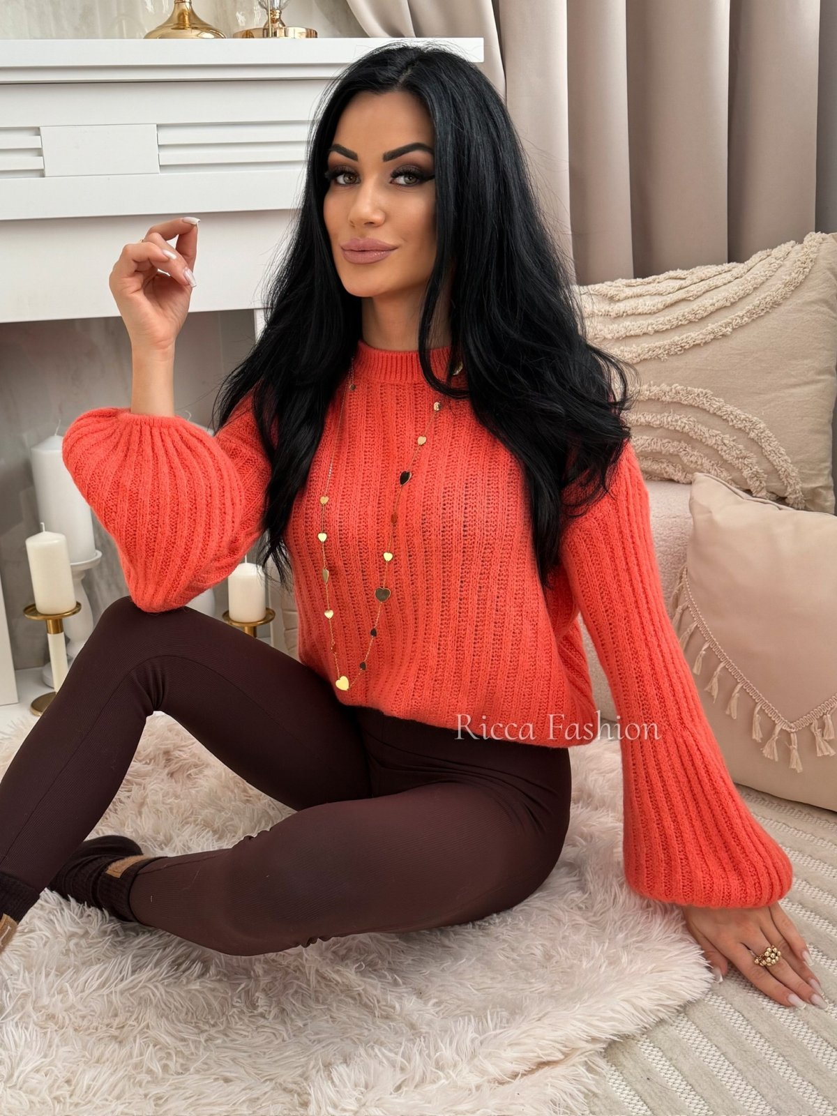 Sweterek z baby alpaką suri KYLIE, orange