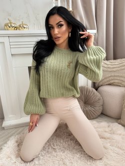 Sweterek z baby alpaką suri KYLIE, matcha