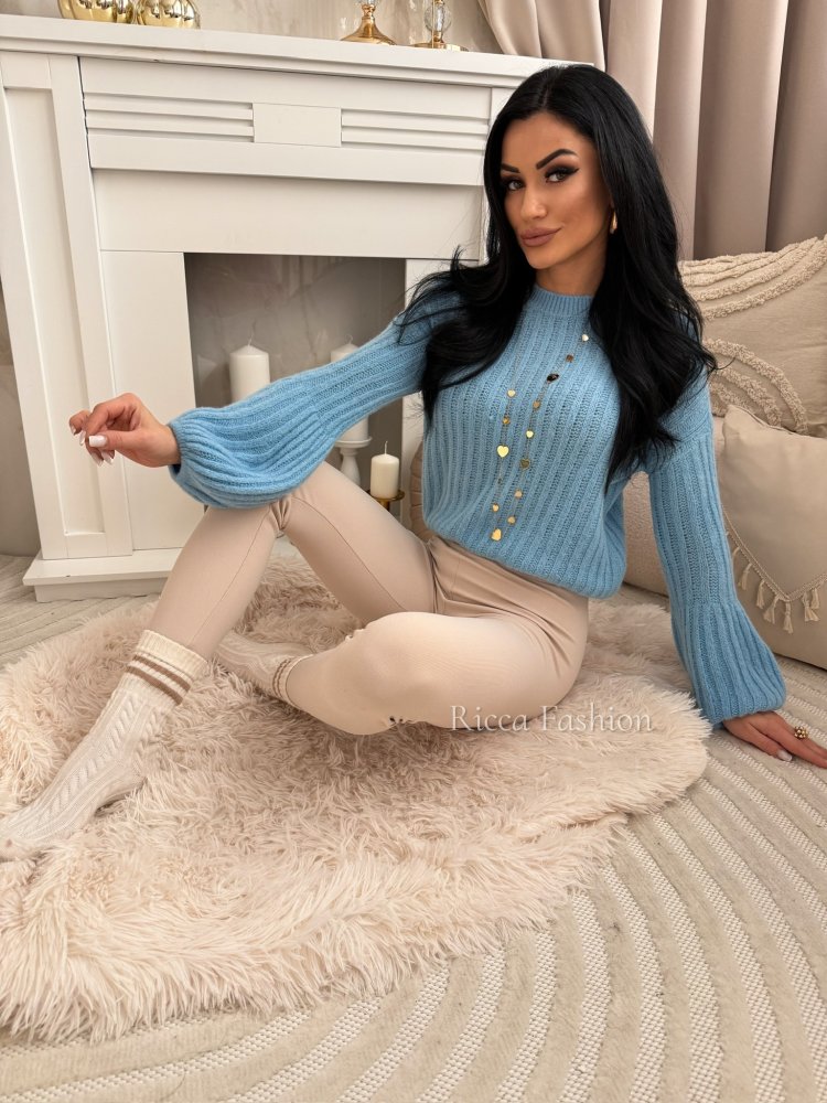 Sweterek z baby alpaką suri KYLIE, baby blue