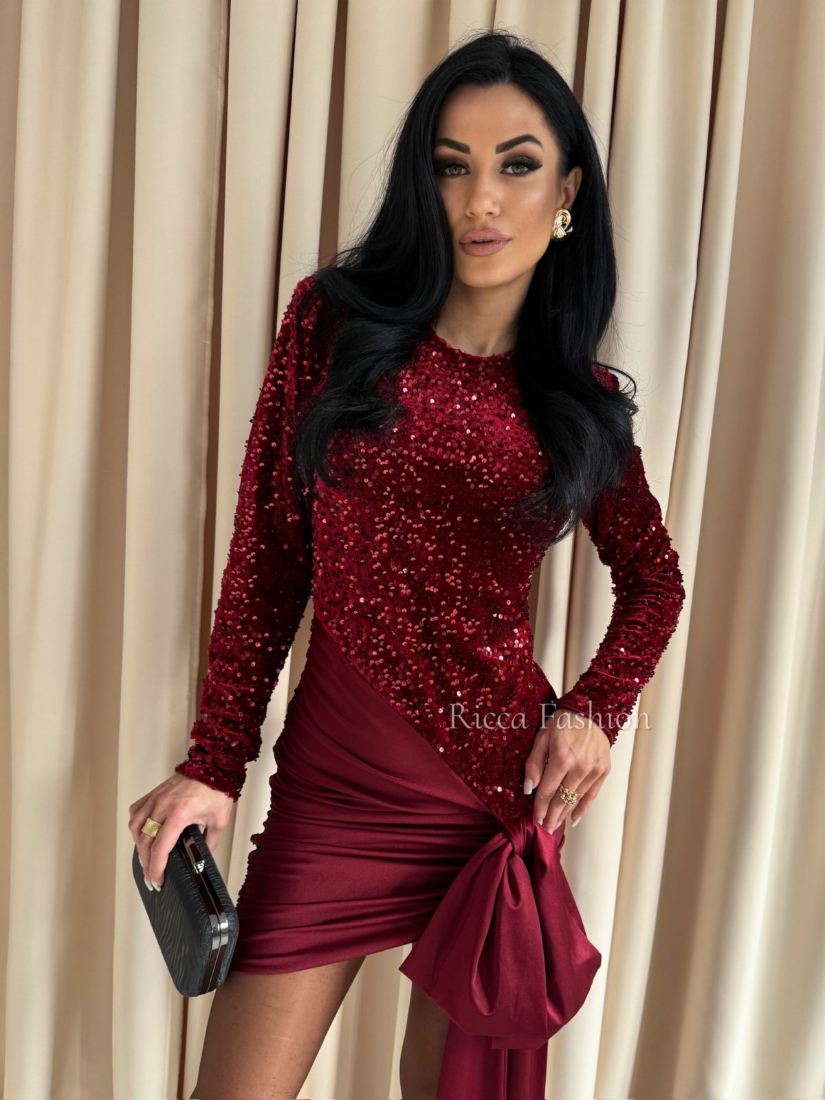 Sukienka cekinowa MARGARET, bordo