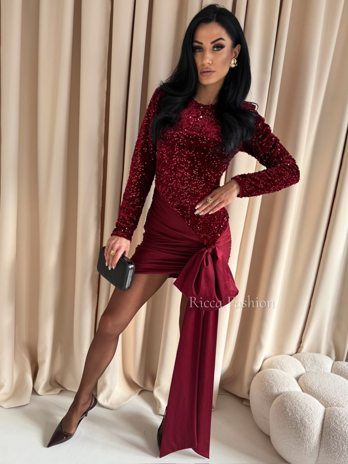 Sukienka cekinowa MARGARET, bordo