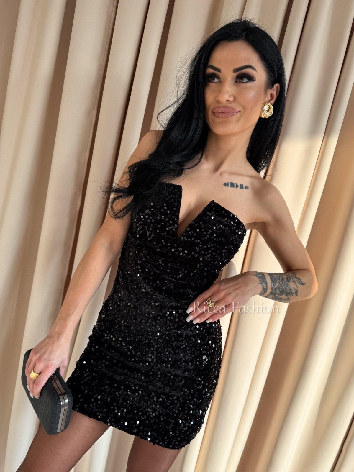 Sukienka cekinowa SUZIEN, black