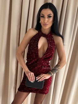 Sukienka cekinowa PAMELA, bordo