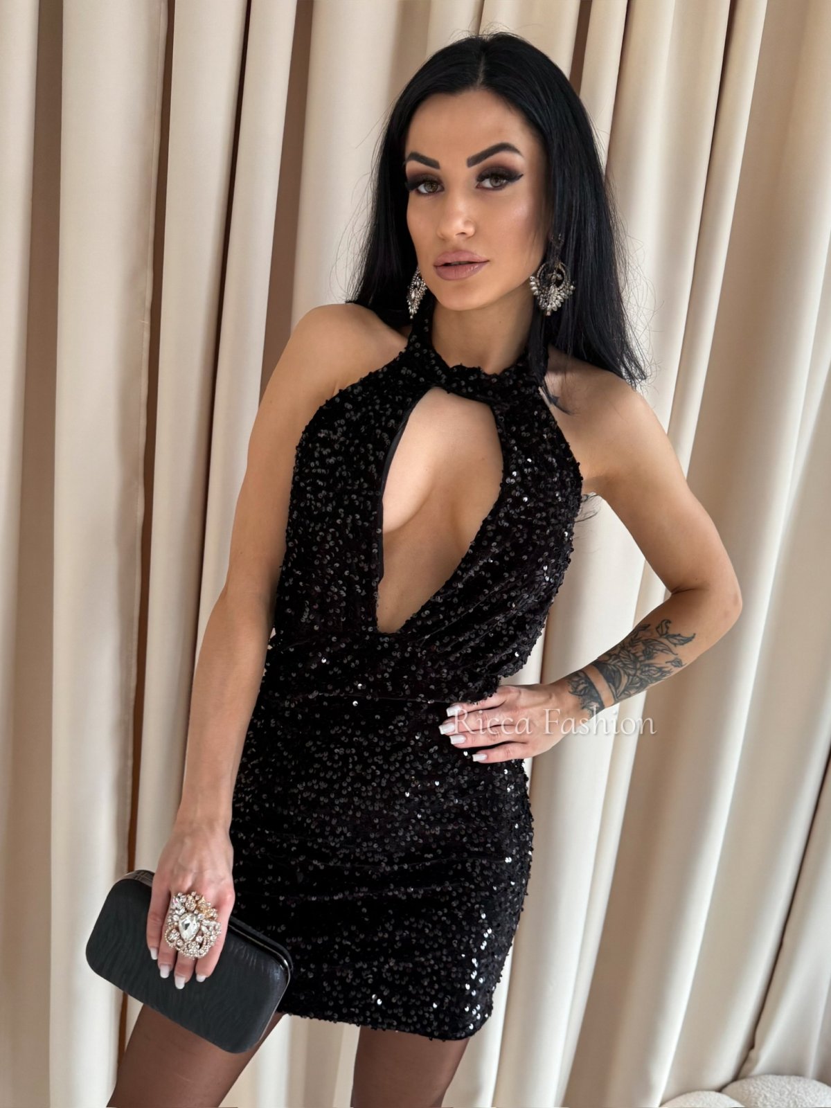 Sukienka cekinowa PAMELA, black